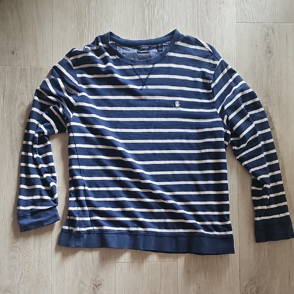Izod Navy and White Striped Sweatshirt